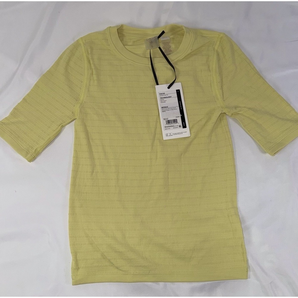 Calia Womens Small Focus Seamless Crop Tee Fresh Hay Yellow WAX15125 NWT